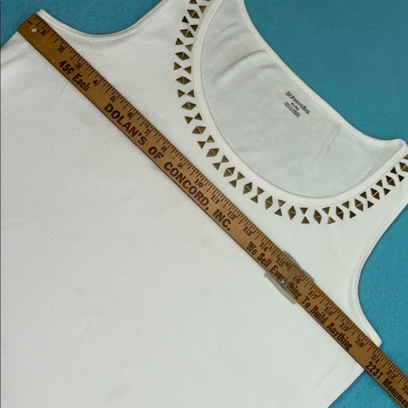 St. John’s Bay tank top white with gold accents ribbed textured stretchy size XL - Picture 8 of 9